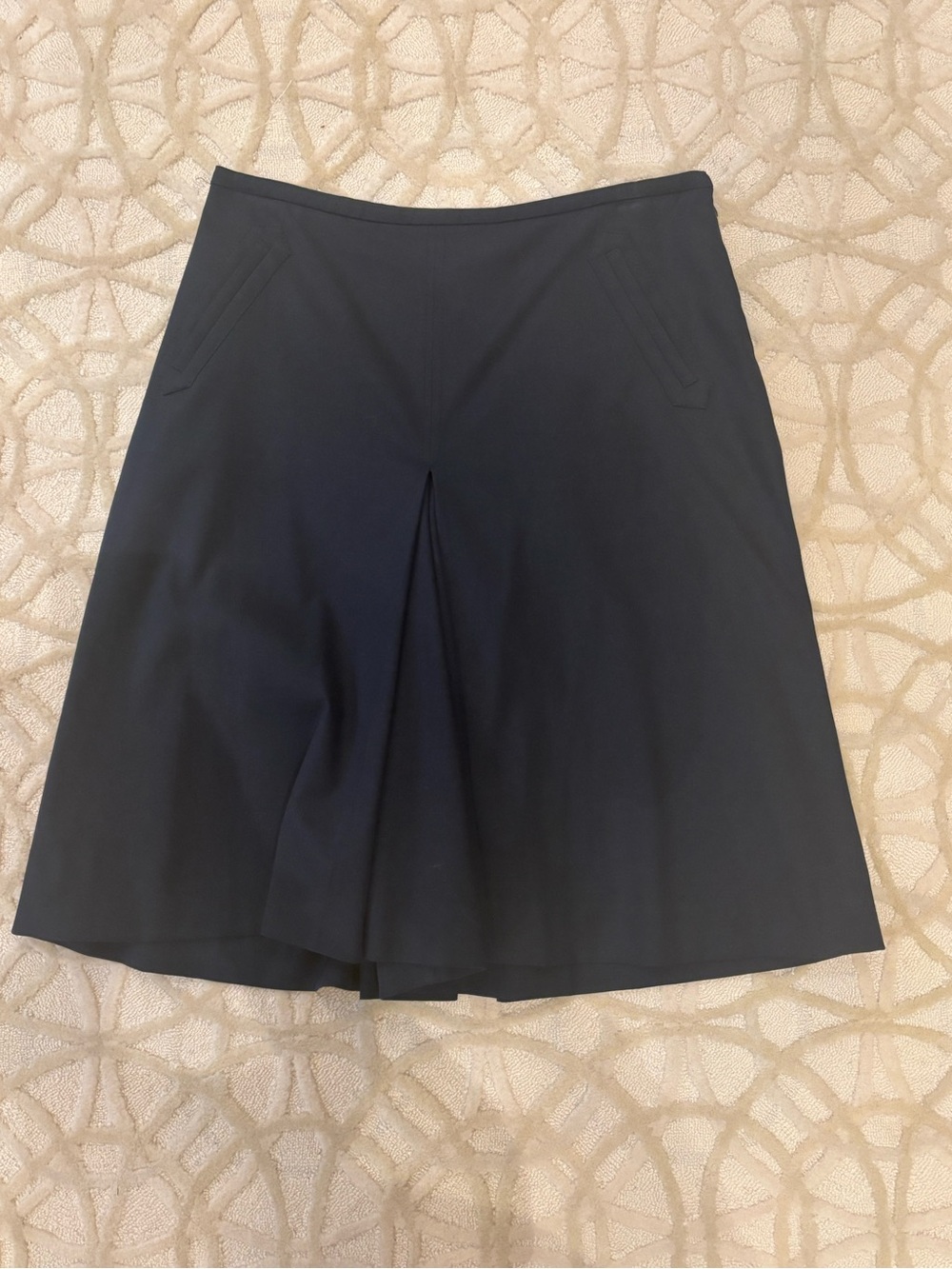 Loro Piana Navy A-Line Skirt with Front Pleat
